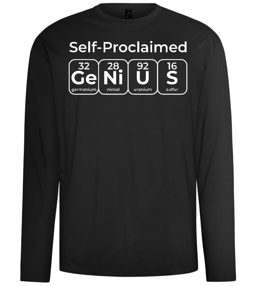 Periodic Table Genius Design - Comfort men's long sleeve t-shirt_DEEP BLACK_front