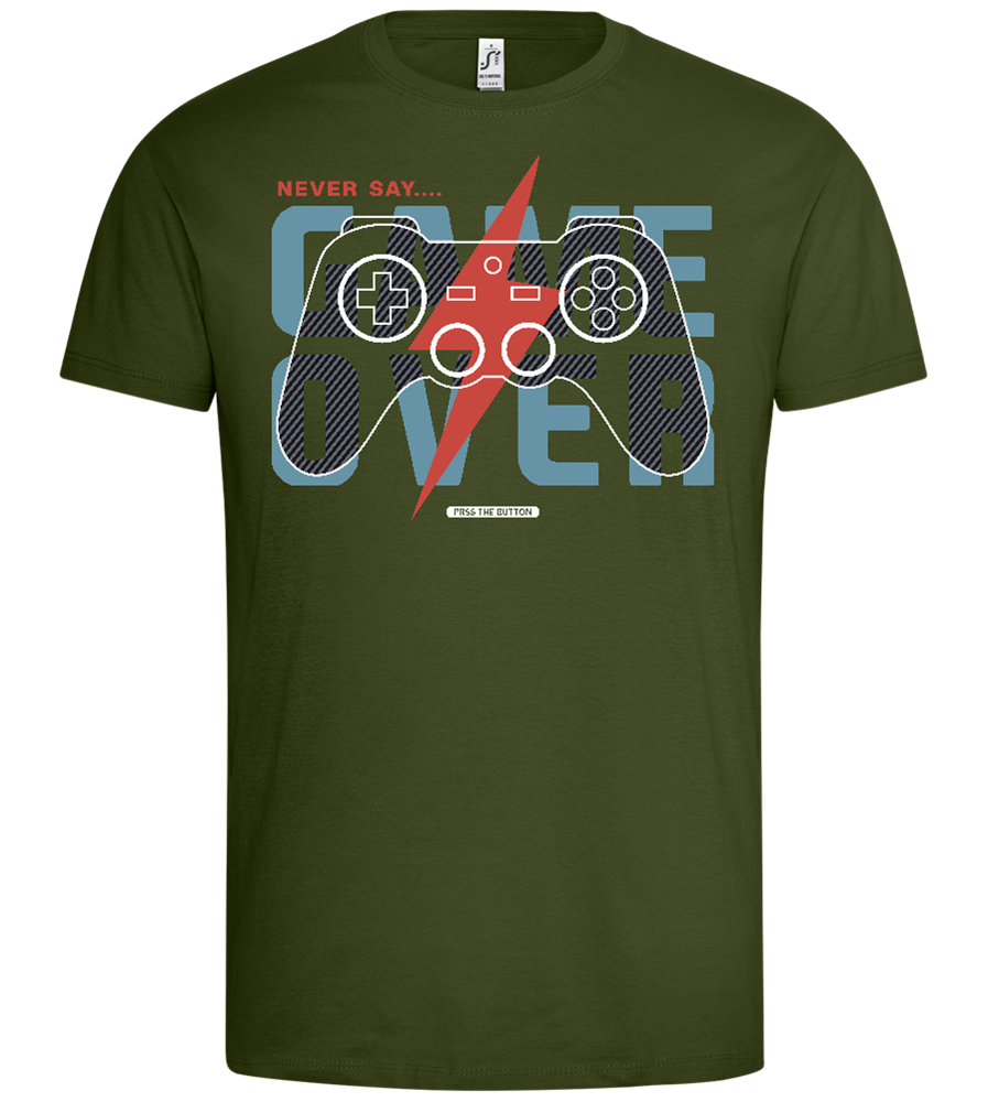 Never Quit Gaming Design - Premium men's t-shirt_DARK KHAKI_front