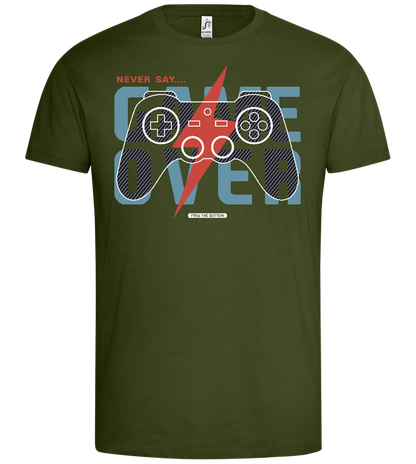 Never Quit Gaming Design - Premium men's t-shirt_DARK KHAKI_front