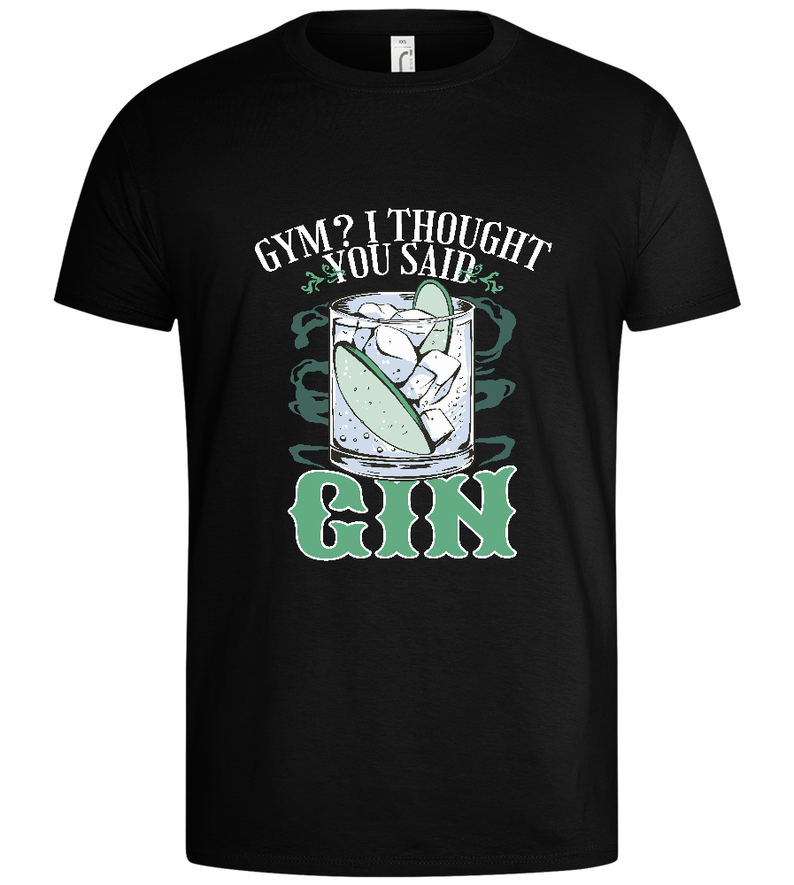 Gym vs Gin Design - Basic men's t-shirt_DEEP BLACK_front