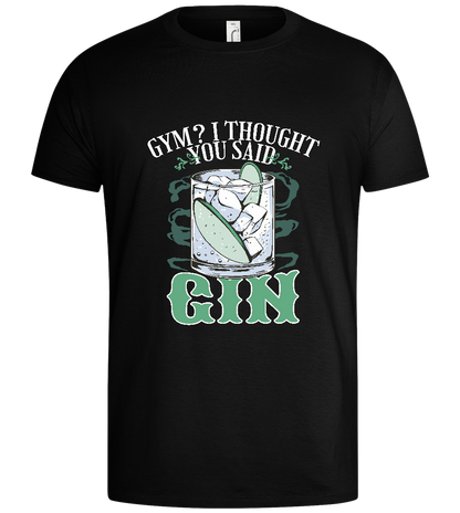 Gym vs Gin Design - Basic men's t-shirt_DEEP BLACK_front