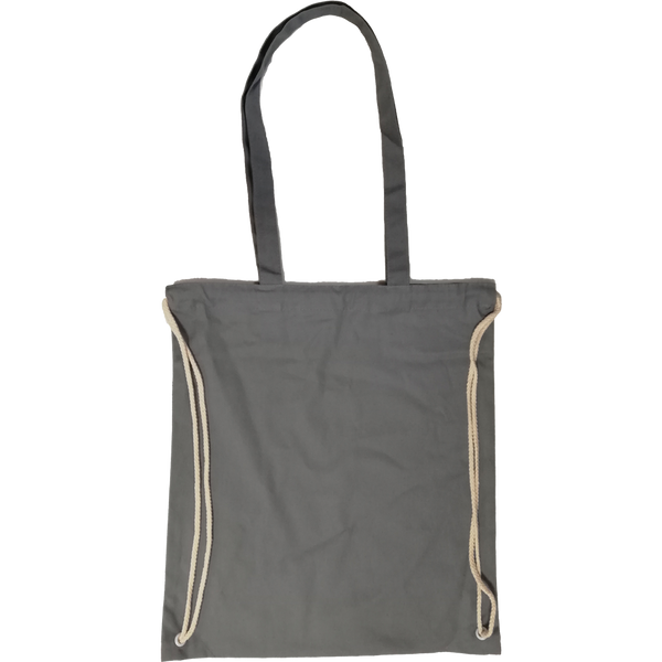 Canvas Shopping Bag with Drawstring (Black)_GREY_front