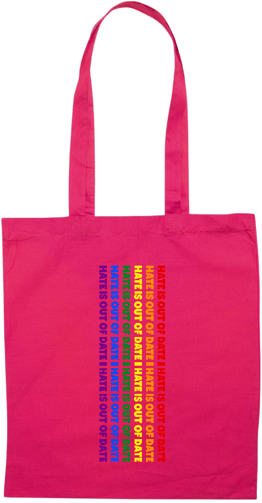 Hate is Out of Date Design - Essential colored event tote bag_FUCHSIA_front