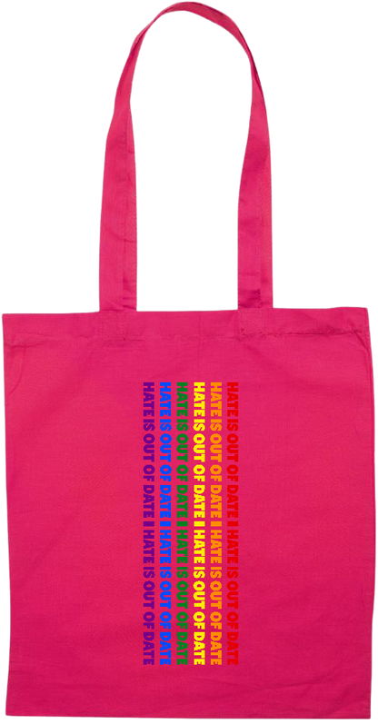 Hate is Out of Date Design - Essential colored event tote bag_FUCHSIA_front