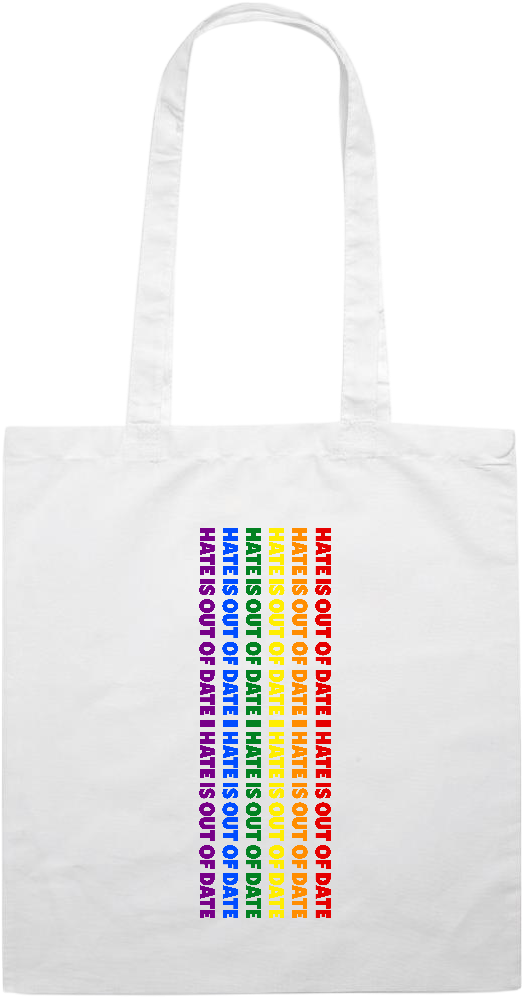 Hate is Out of Date Design - Essential colored event tote bag_WHITE_front