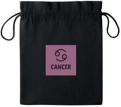 Zodiac Cancer Design - Essential medium colored cotton drawstring bag_BLACK_front