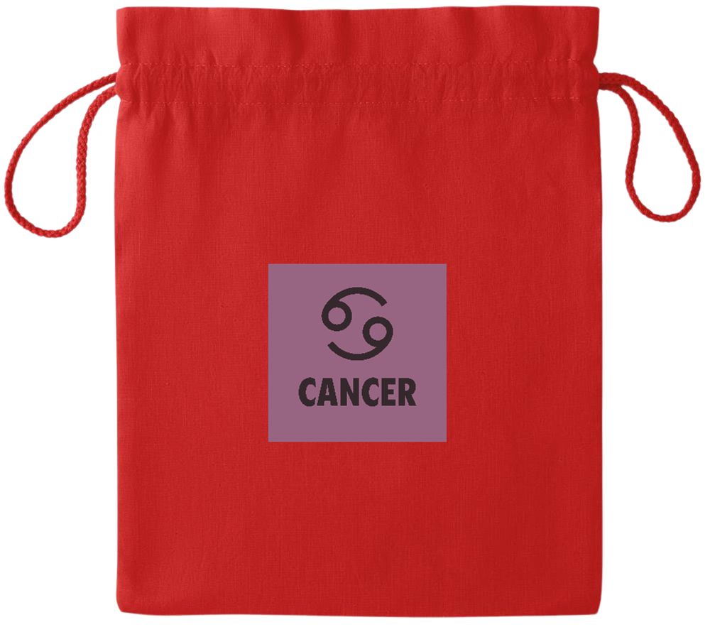 Zodiac Cancer Design - Essential medium colored cotton drawstring bag_RED_front