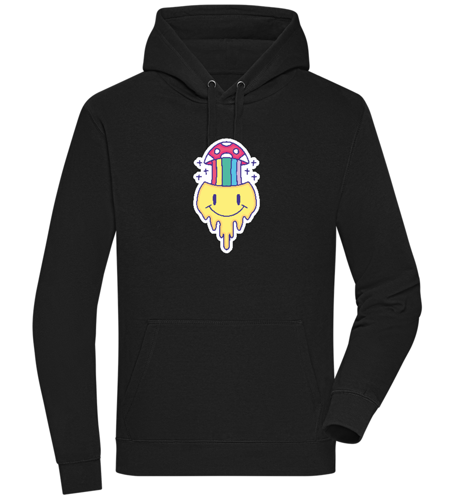 Rainbow Mushroom Smiley Design - Premium unisex hoodie_BLACK_front