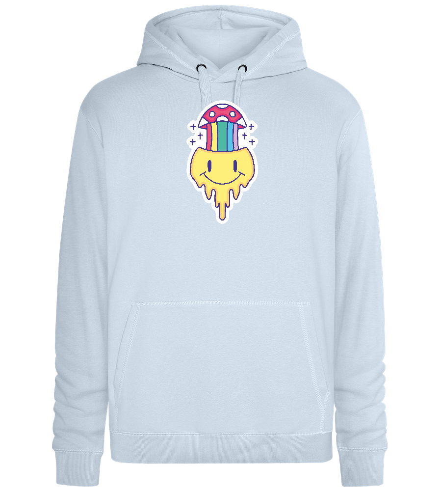 Rainbow Mushroom Smiley Design - Premium unisex hoodie_CREAMY BLUE_front