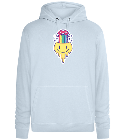 Rainbow Mushroom Smiley Design - Premium unisex hoodie_CREAMY BLUE_front