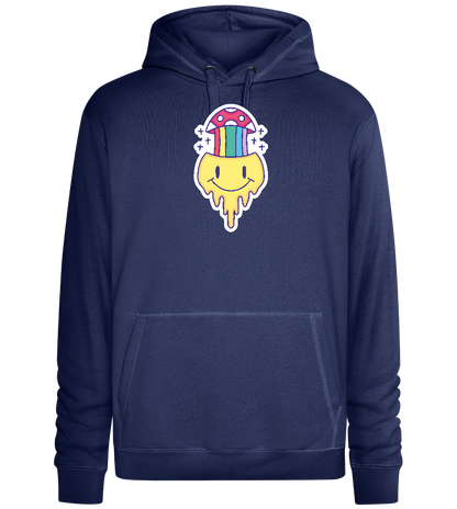 Rainbow Mushroom Smiley Design - Premium unisex hoodie_DENIM CHINA_front