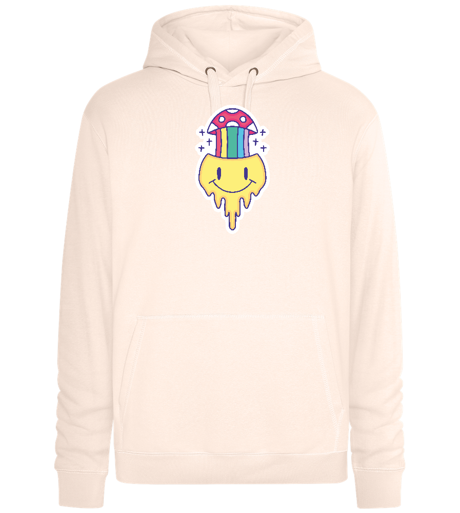 Rainbow Mushroom Smiley Design - Premium unisex hoodie_LIGHT PEACH ROSE_front