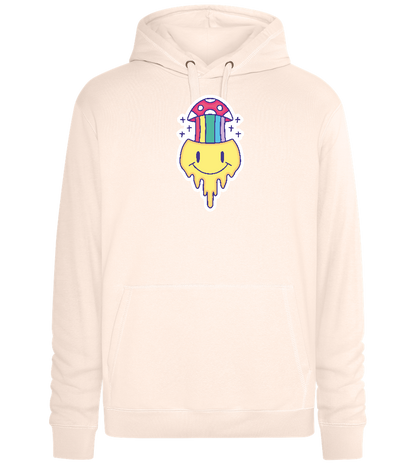 Rainbow Mushroom Smiley Design - Premium unisex hoodie_LIGHT PEACH ROSE_front