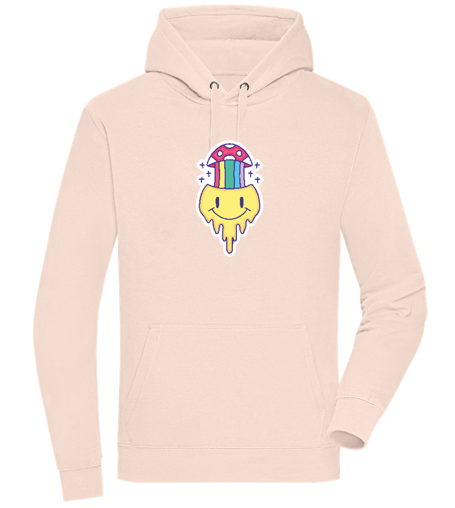 Rainbow Mushroom Smiley Design - Premium unisex hoodie_LIGHT PEACH ROSE_front