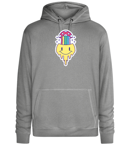 Rainbow Mushroom Smiley Design - Premium unisex hoodie_ORION GREY II_front