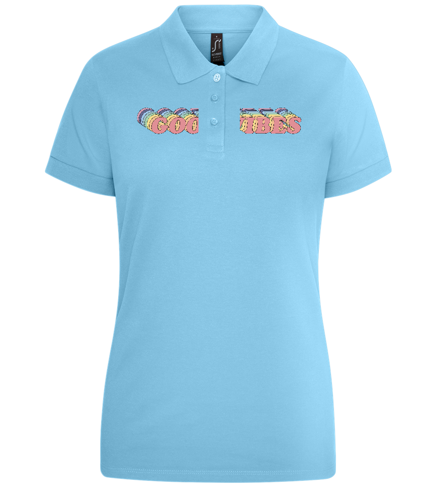 Good Vibes Rainbow Design - Premium women's polo shirt_STONE SKY_front