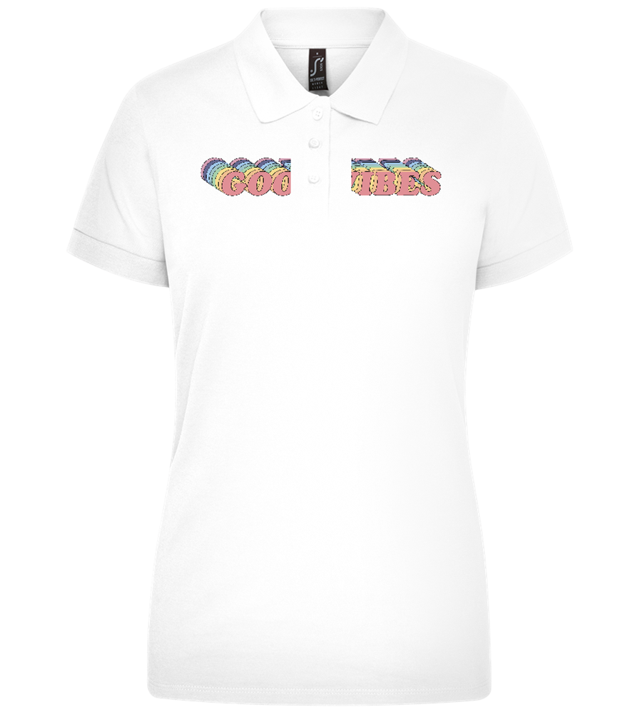 Good Vibes Rainbow Design - Premium women's polo shirt_WHITE_front