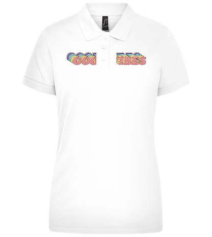 Good Vibes Rainbow Design - Premium women's polo shirt_WHITE_front