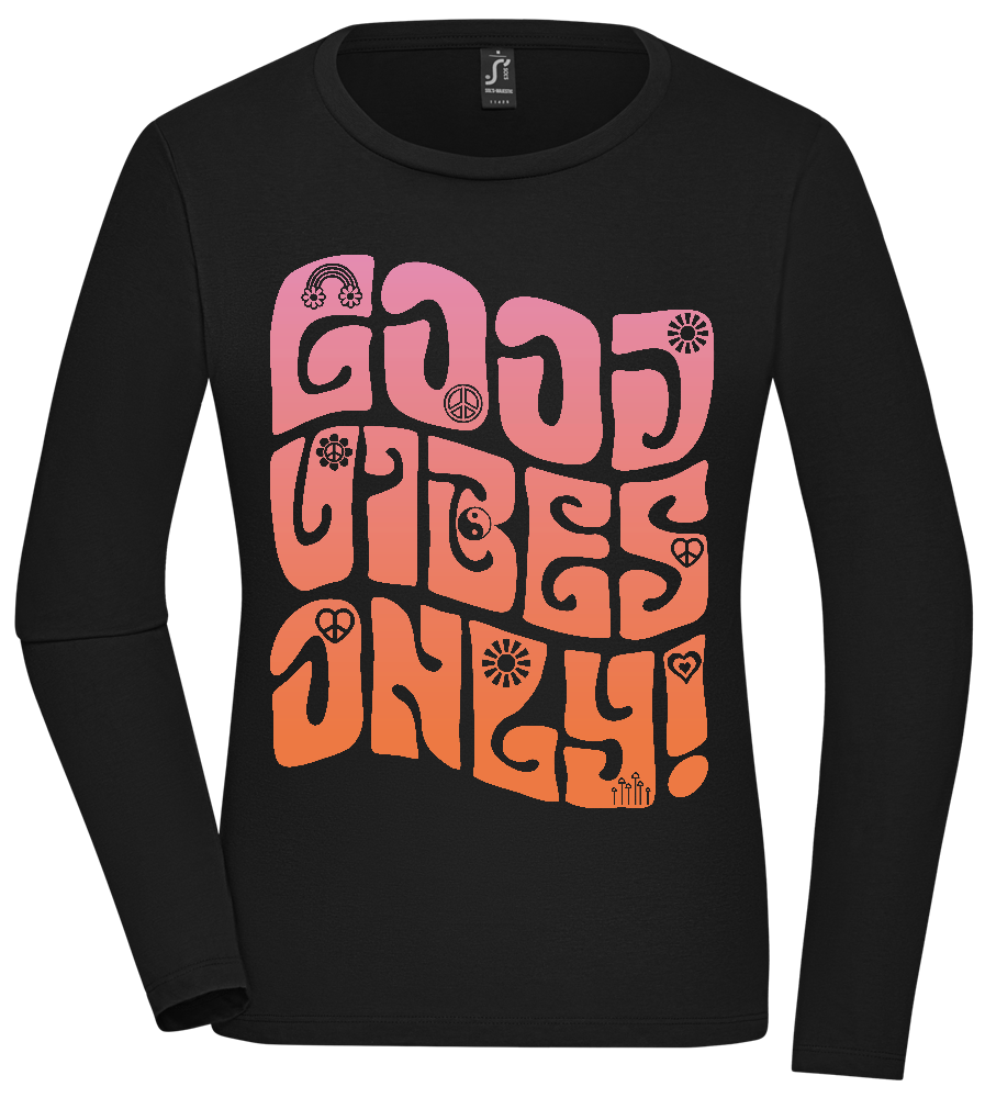 Good Vibes Design - Premium Women´s long sleeve t-shirt_DEEP BLACK_front