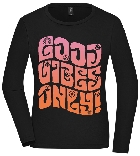 Good Vibes Design - Premium Women´s long sleeve t-shirt_DEEP BLACK_front