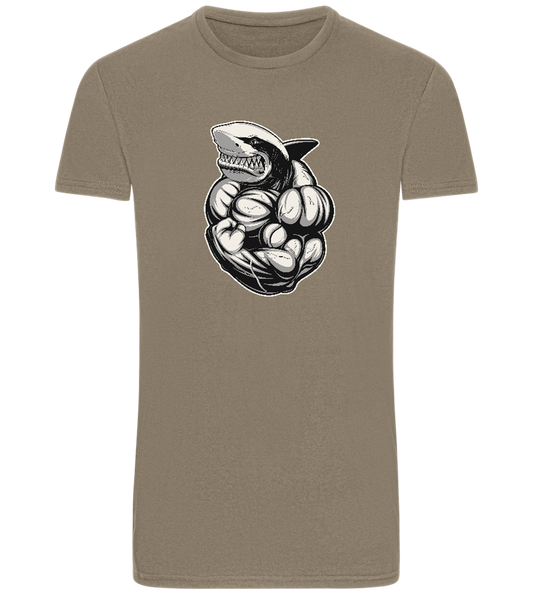 Shark Flex Design - Basic men's fitted t-shirt_KHAKI_front