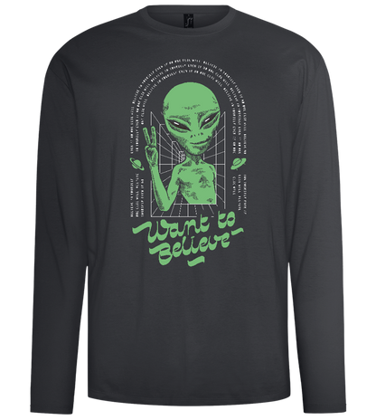 Want To Believe Alien Design - Comfort men's long sleeve t-shirt_DARK GRAY_front