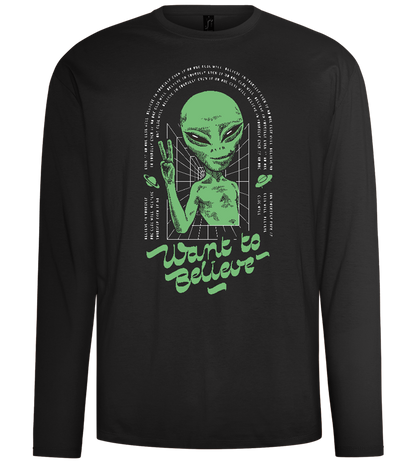 Want To Believe Alien Design - Comfort men's long sleeve t-shirt_DEEP BLACK_front