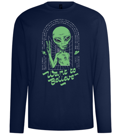 Want To Believe Alien Design - Comfort men's long sleeve t-shirt_MARINE_front