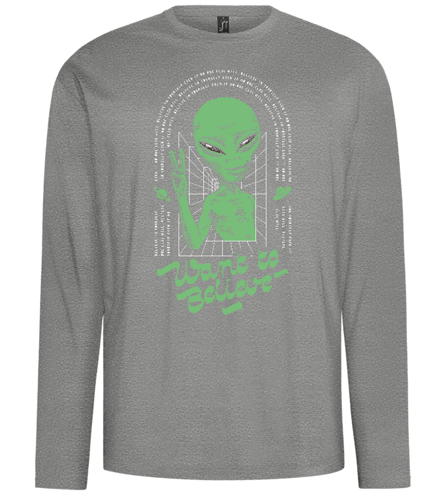 Want To Believe Alien Design - Comfort men's long sleeve t-shirt_ORION GREY_front