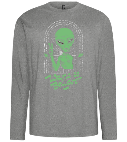 Want To Believe Alien Design - Comfort men's long sleeve t-shirt_ORION GREY_front