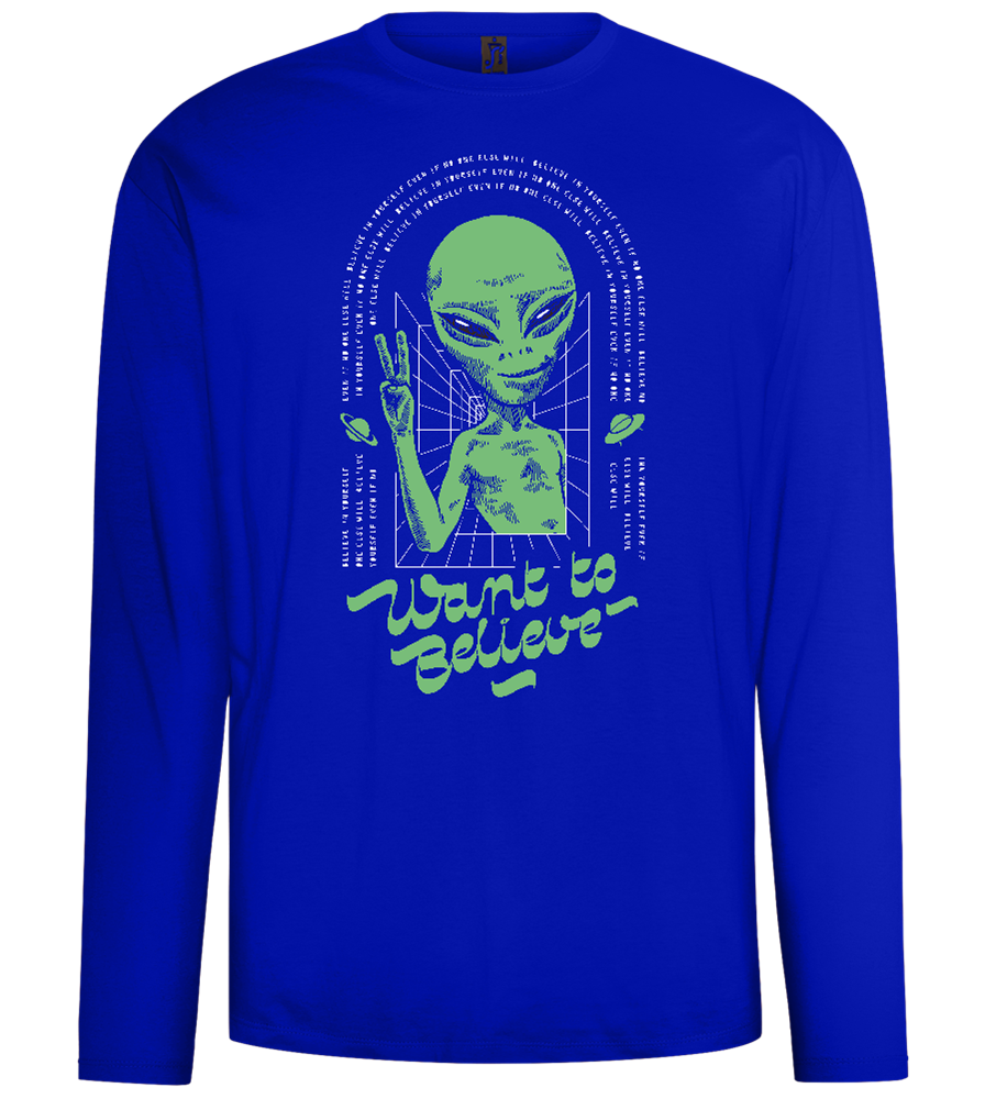 Want To Believe Alien Design - Comfort men's long sleeve t-shirt_OVERSEAS_front