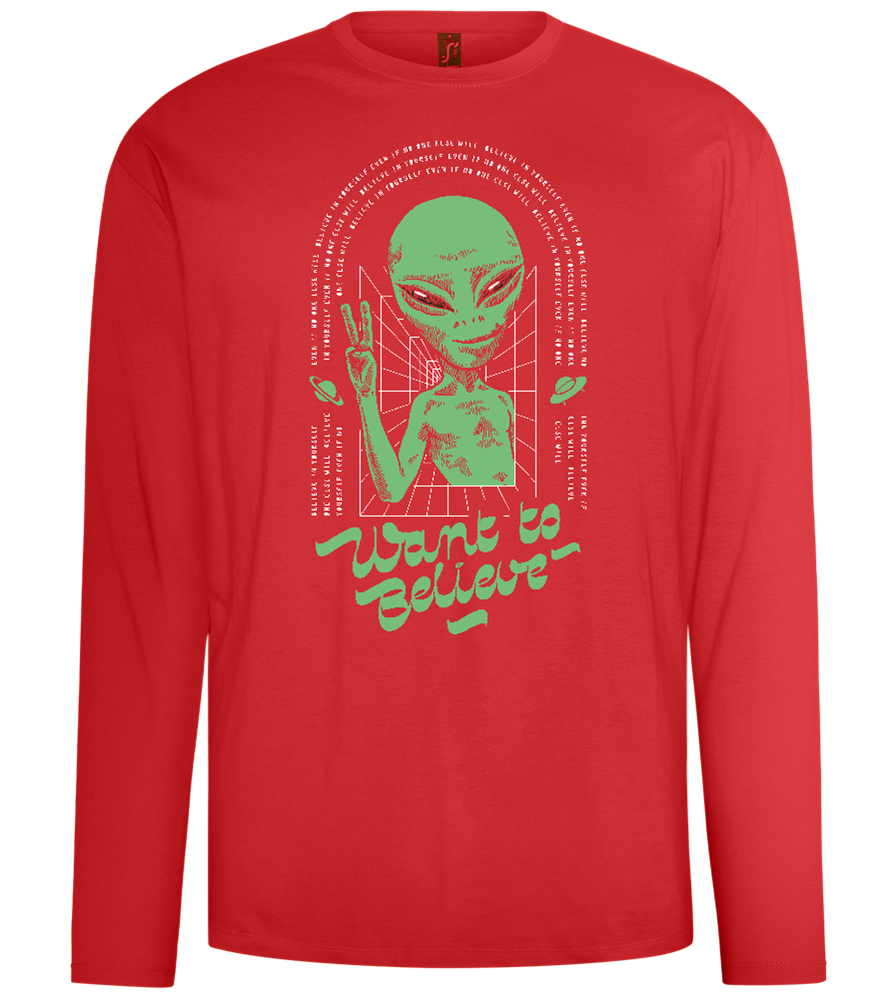 Want To Believe Alien Design - Comfort men's long sleeve t-shirt_RED_front