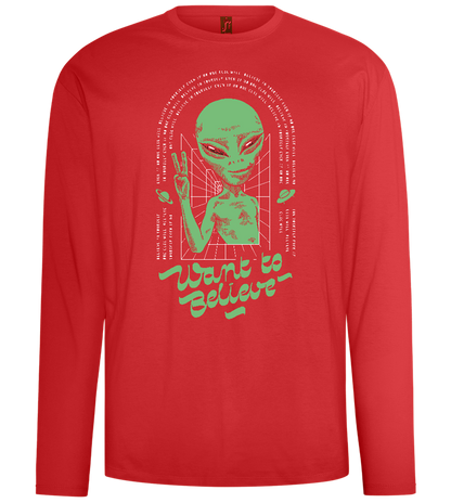 Want To Believe Alien Design - Comfort men's long sleeve t-shirt_RED_front