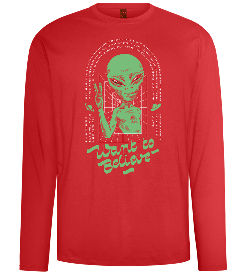 Want To Believe Alien Design - Comfort men's long sleeve t-shirt_RED_front