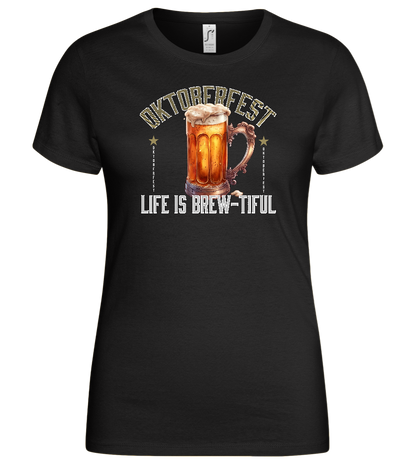 Life is Brew-tiful Design - Basic women's t-shirt_DEEP BLACK_front