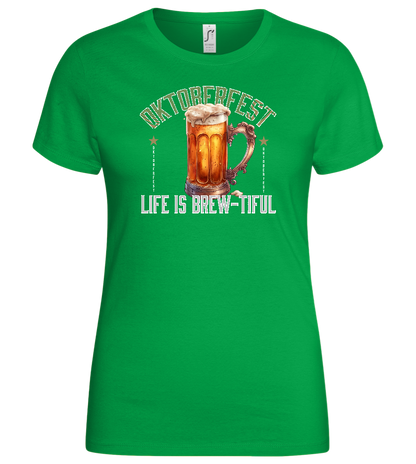 Life is Brew-tiful Design - Basic women's t-shirt_MEADOW GREEN_front