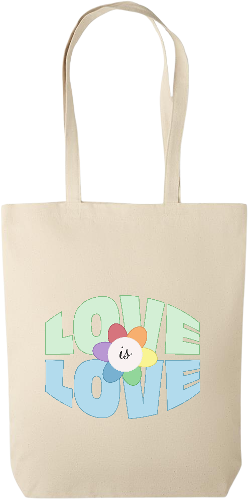 Love is Love Flower Design - Premium canvas cotton tote bag_BEIGE_front