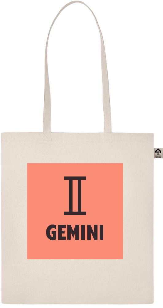 Zodiac Gemini Design - Basic organic cotton shopping bag_BEIGE_front