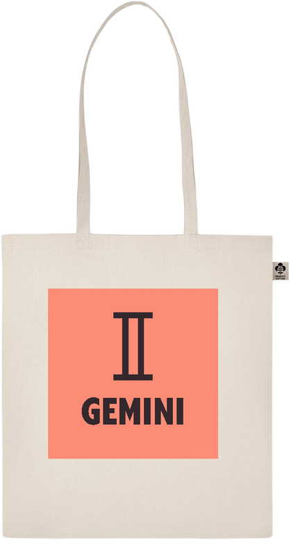 Zodiac Gemini Design - Basic organic cotton shopping bag_BEIGE_front