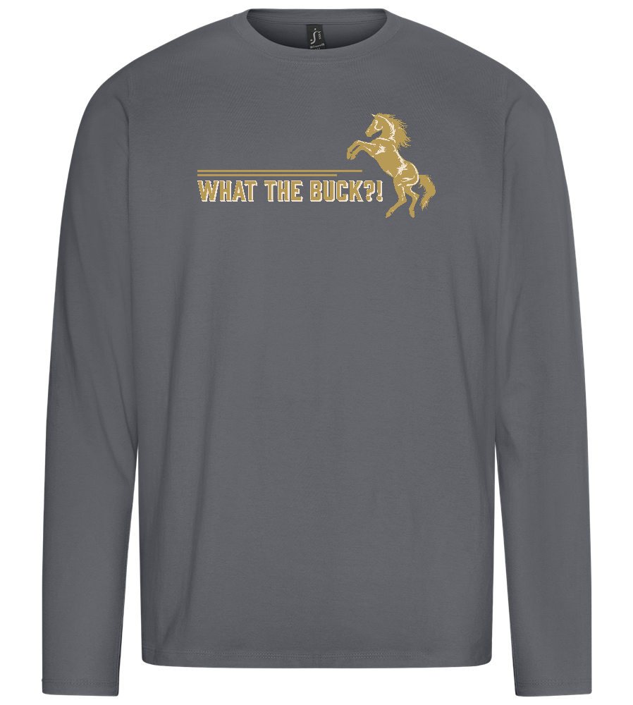 What The Buck Design - Premium men's long sleeve t-shirt_MOUSE GREY_front