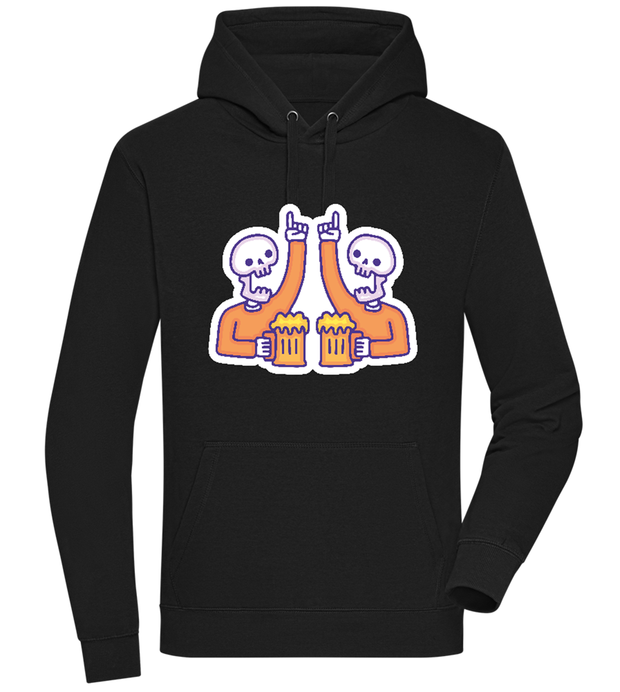 Two Skeleton Beers Design - Premium unisex hoodie_BLACK_front