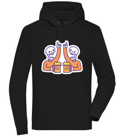 Two Skeleton Beers Design - Premium unisex hoodie_BLACK_front