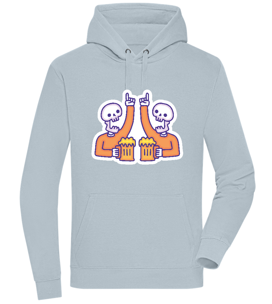 Two Skeleton Beers Design - Premium unisex hoodie_CREAMY BLUE_front