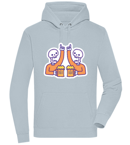 Two Skeleton Beers Design - Premium unisex hoodie_CREAMY BLUE_front