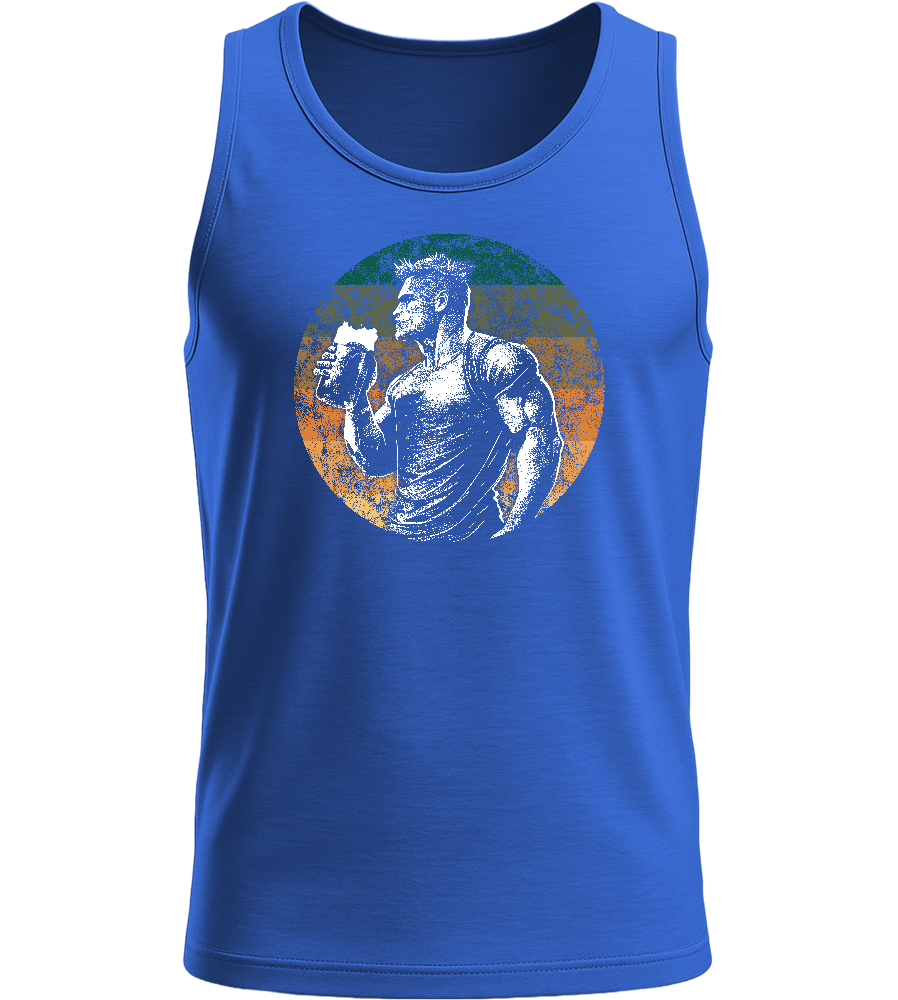Strong Man Drinking Beer Design - Basic men's tank top_ROYAL BLUE_front