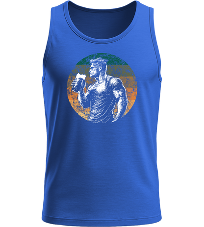 Strong Man Drinking Beer Design - Basic men's tank top_ROYAL BLUE_front