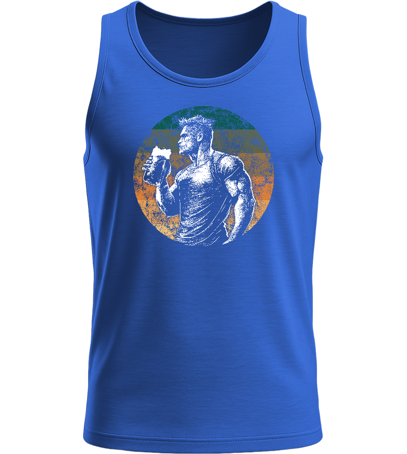 Strong Man Drinking Beer Design - Basic men's tank top_ROYAL BLUE_front
