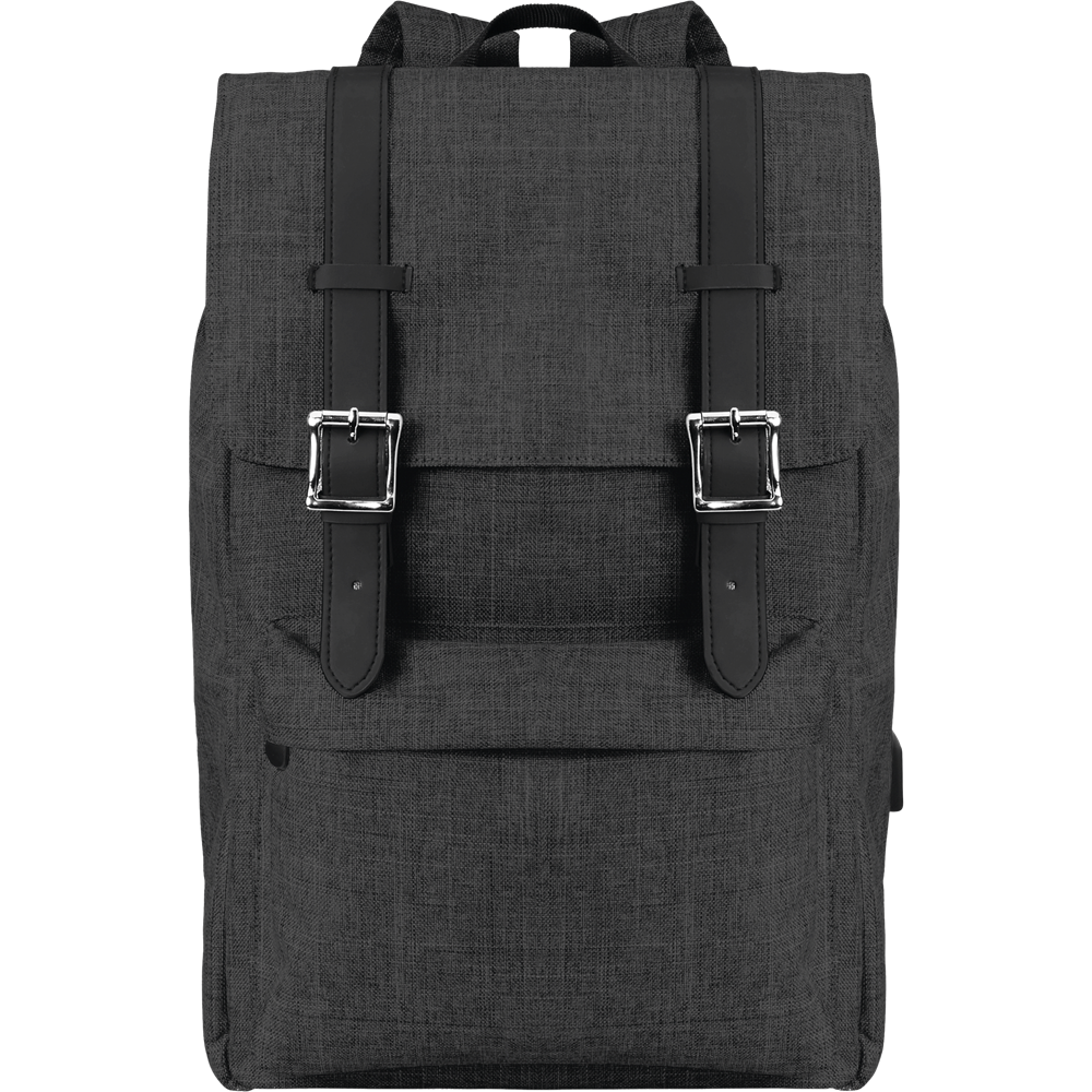 Laptop Backpack with USB (15")_BLACK_front