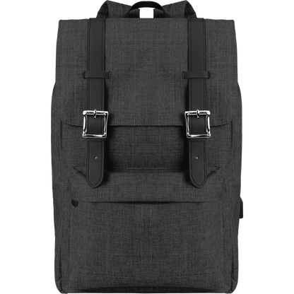 Laptop Backpack with USB (15")_BLACK_front