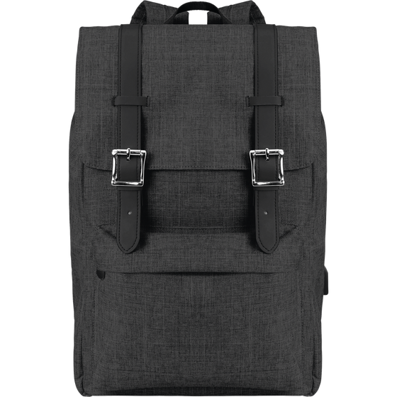 Laptop Backpack with USB (15")_BLACK_front